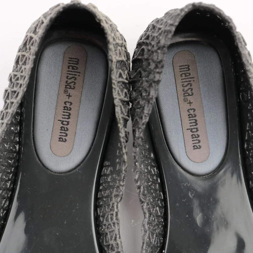 Melissa x Campana Womens Papel Ballet Flats Size 6 Gray Jelly Woven Details Shoe